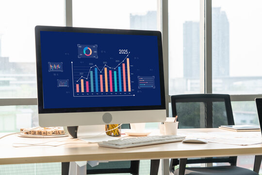 Business data dashboard provide business intelligence analytic for marketing strategy planning brisk with big data set to analyze customer demands and foreseeing business future