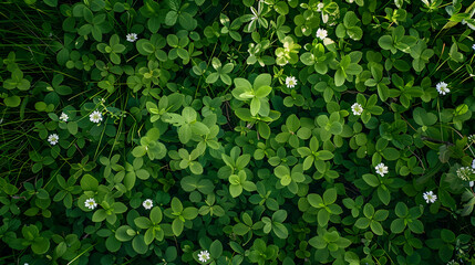 Obraz premium Top view bright green grass field and flower background