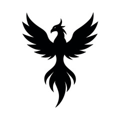 Rising Phoenix Rebirth Tattoo Vector Silhouette Art