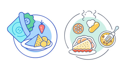 Plates of Healthy Food, Diverse Cuisine Choices, Delicious and Nutritious Meals