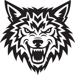 Aggressive Wolf Head Silhouette