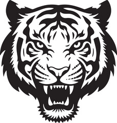 Aggressive Tiger Head Silhouette