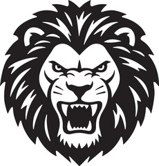 Obraz premium Aggressive Lion Vector Head Silhouette