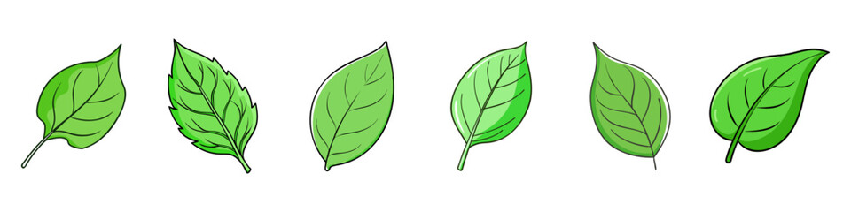 A Collection of Green Leaves in an Assortment of Shapes and Sizes