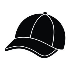 Isolated black silhouette of a classic baseball cap shows simple style for casual wear