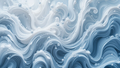 Flowing Waves of Cream Serene Blue and White Texture