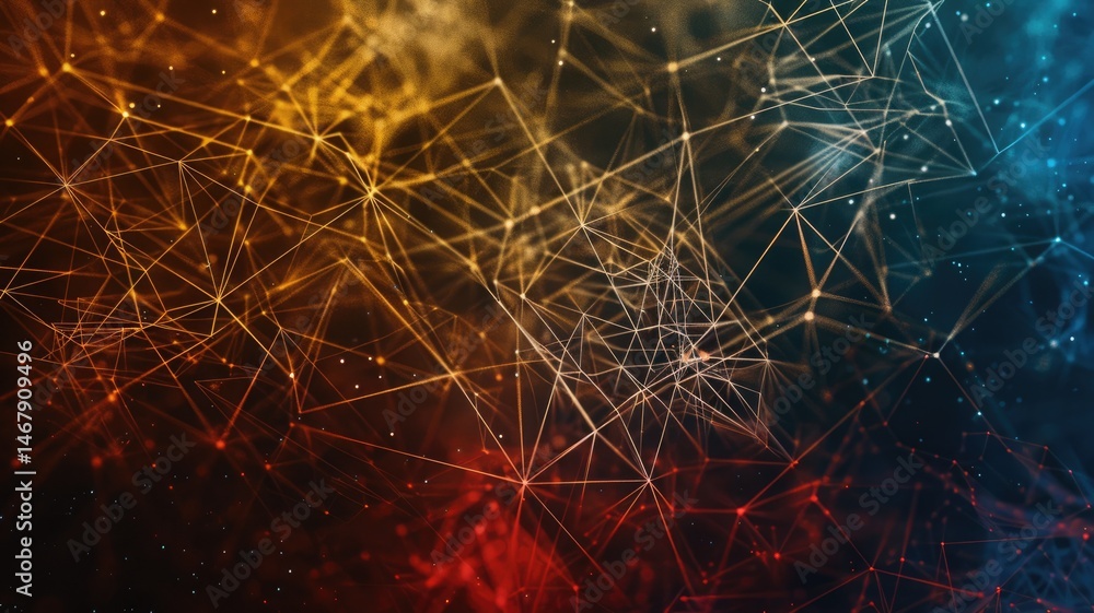Poster abstract polygon data connect in seamless pattern with digital technology style design. particle con