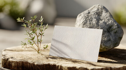 Elegant Blank Business Card Mockup with Natural Elements