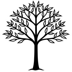 Obraz premium Tree illustration, artistic style, nature concept, black and white, copy space