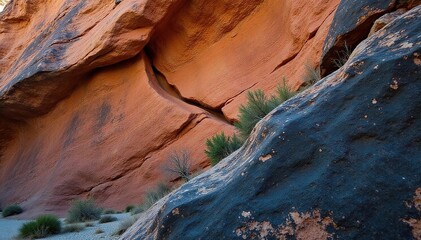 Fissured rock face; bold geological formations , cliff, erosion, design