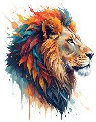 A watercolor lion head vector illustration art. © Himanshu