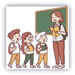 Colorful school bag mockup on a marble table in a classroom, with books, apple and a lunch box, unique and eye-catching design, dark cinematic theme