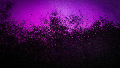 Abstract halftone dots fading from black to purple, grainy gradient texture, grunge design.