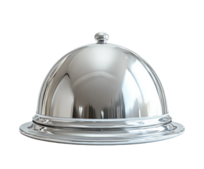 Serving exquisite dishes under silver domes at culinary events restaurant food isolated on transparent background