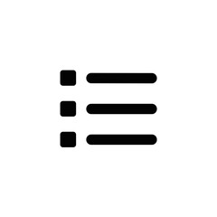 Bulleted list icon black and white with filled square bullets