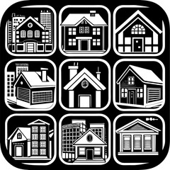 House and building vector icons set.