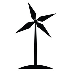 Fototapeta premium Single black wind turbine silhouette generates sustainable energy, showing renewable power generation