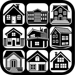 House and building vector icons set.