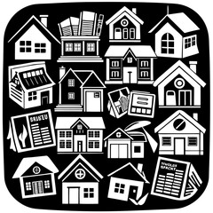 House and building vector icons set.