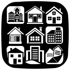 House and building vector icons set.