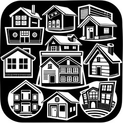 House and building vector icons set.