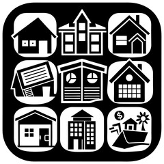 House and building vector icons set.