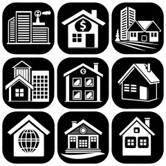 Fototapeta premium House and building vector icons set.