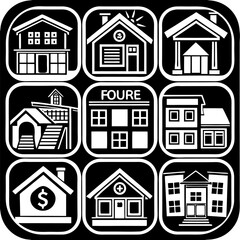 House and building vector icons set.