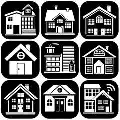 House and building vector icons set.