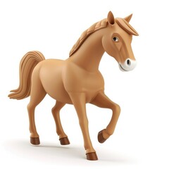 Obraz premium Cartoon horse in a walking pose against a white background.
