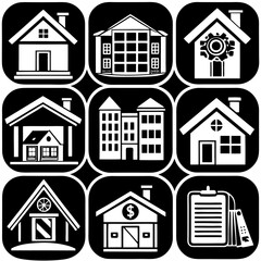 House and building vector icons set.