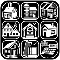 House and building vector icons set.