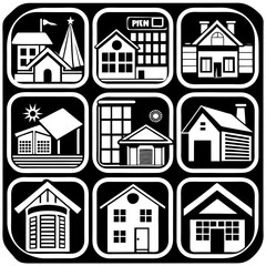 House and building vector icons set.