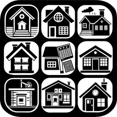 House and building vector icons set.