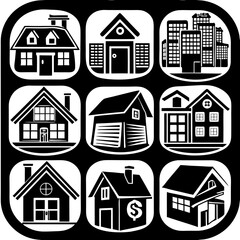 House and building vector icons set.