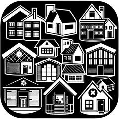 House and building vector icons set.