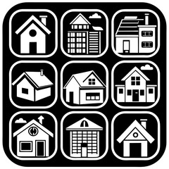 House and building vector icons set.