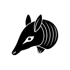 armadillo head on white background  