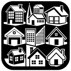 Fototapeta premium House and building vector icons set.