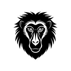 baboon head on white background 