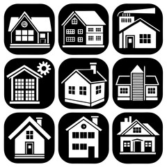 House and building vector icons set.