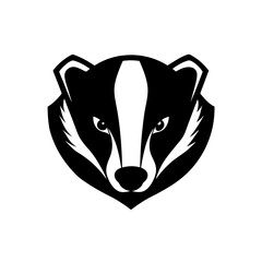 badger head on white background 