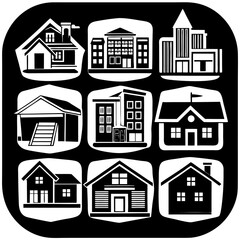 House and building vector icons set.
