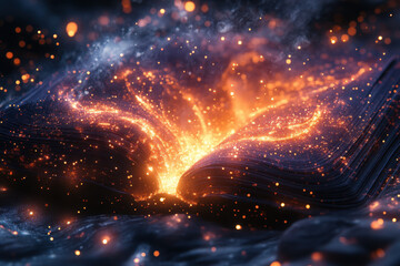 Fototapeta premium Book emitting glowing fire.
