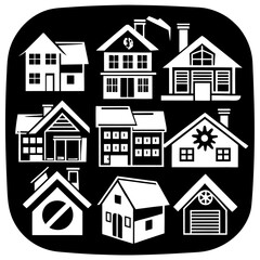 House and building vector icons set.