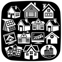 House and building vector icons set.