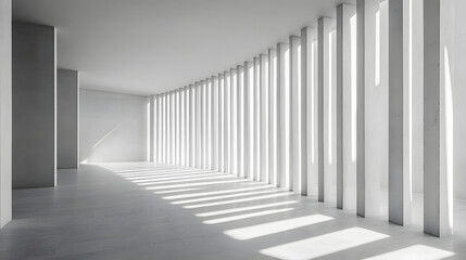 Fototapeta premium Architectural Harmony: The minimalist design creates a sense of serenity, the interplay of light and shadow casting a dramatic visual. Capturing the essence of spaciousness and clean lines.
