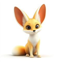 Cartoonish Fennec Fox in a Sitting Pose.