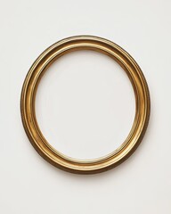 Empty gold circular picture frame
