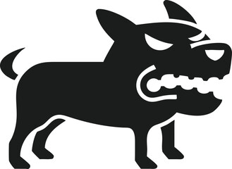 Aggressive dog silhouette on transparent background displaying ferocious attitude or anger